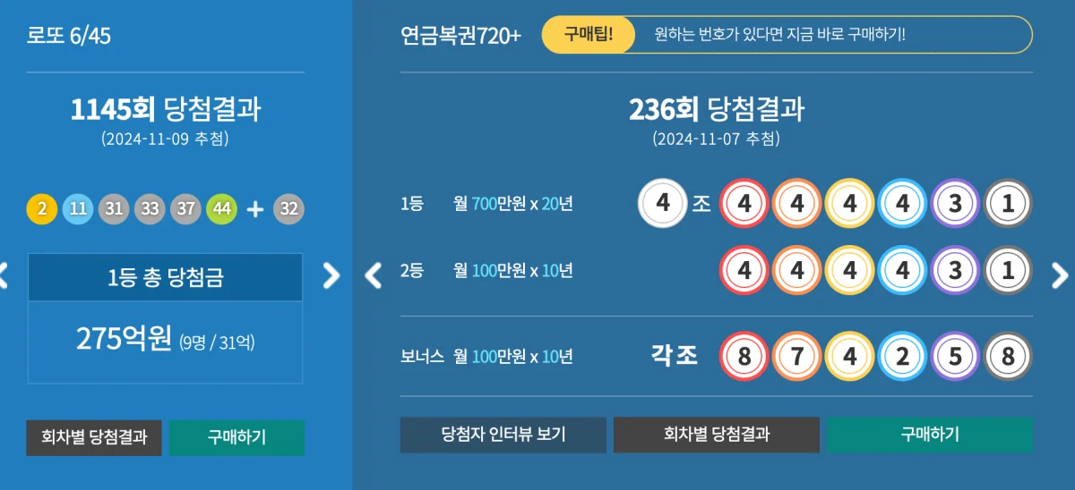 1145회 로또 1등