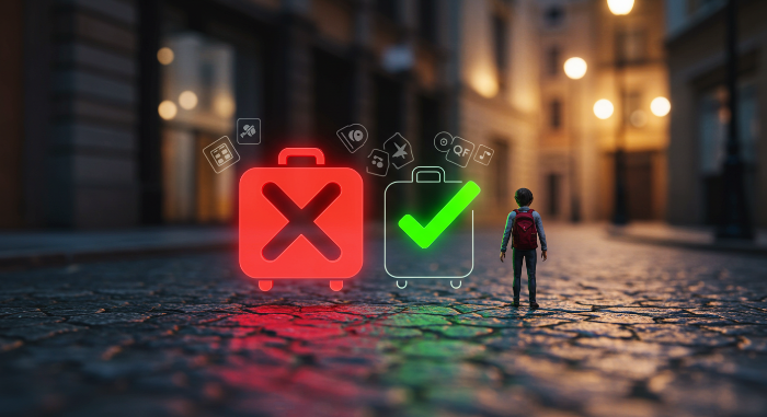 잘못된 캐리어 선택으로 인한 문제를 시각화한 아이콘