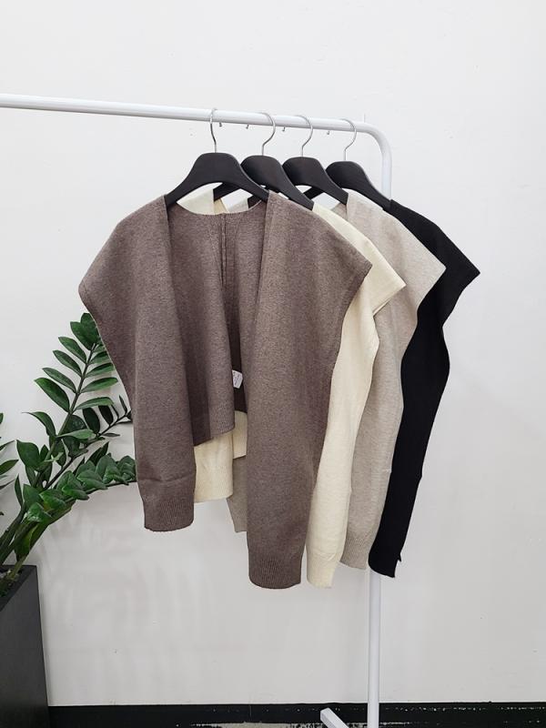 캐시미어 니트 어깨 숄 가디건