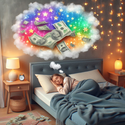 "꿈에서 돈이 떠다니는 모습의 이미지입니다."