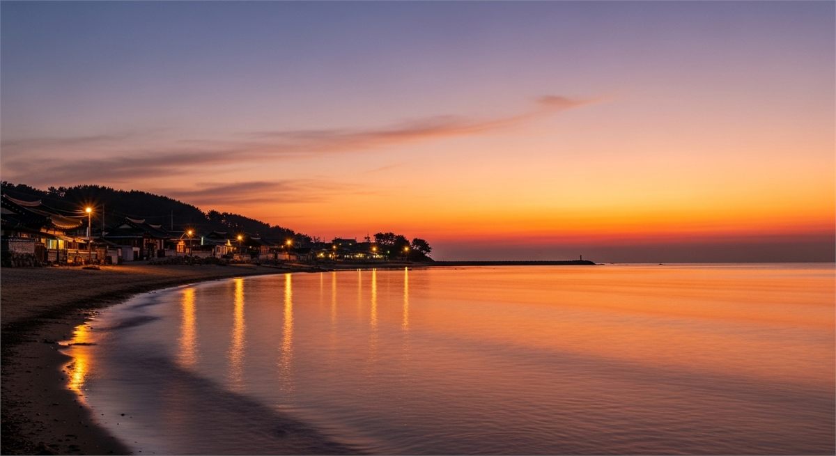 여행 마무리 느낌의 이수도 해질녘 풍경 