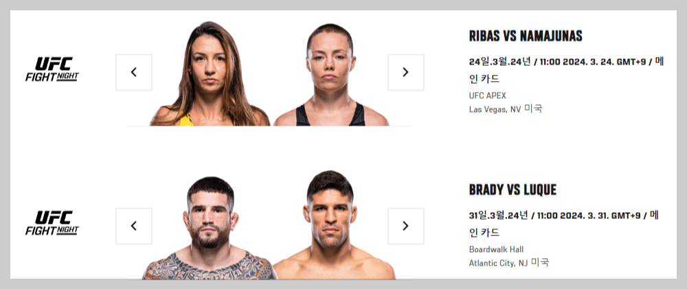 UFC 경기일정