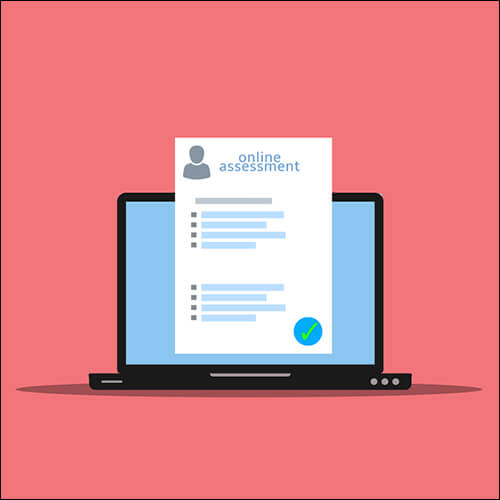 노트북 화면 안에 테스트 문제지