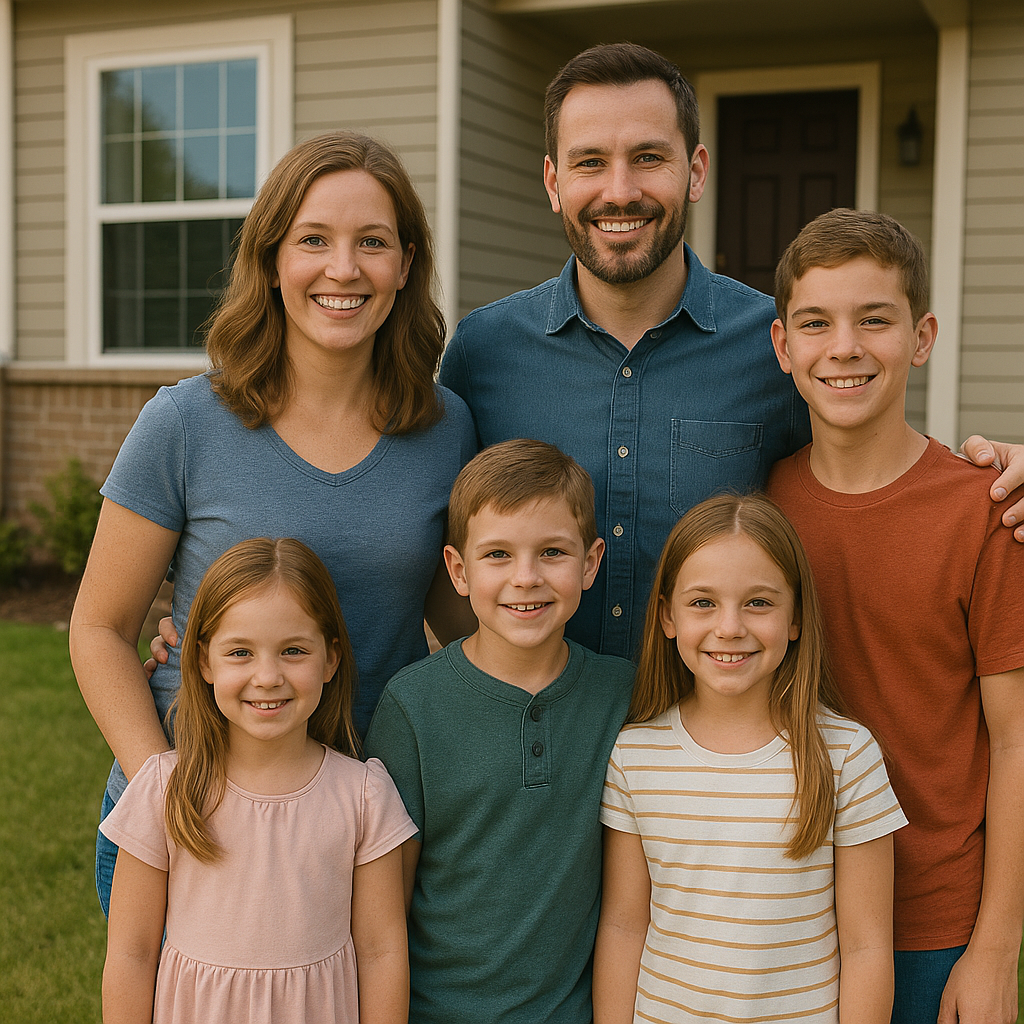 다자녀가정의 가족사진 이미지