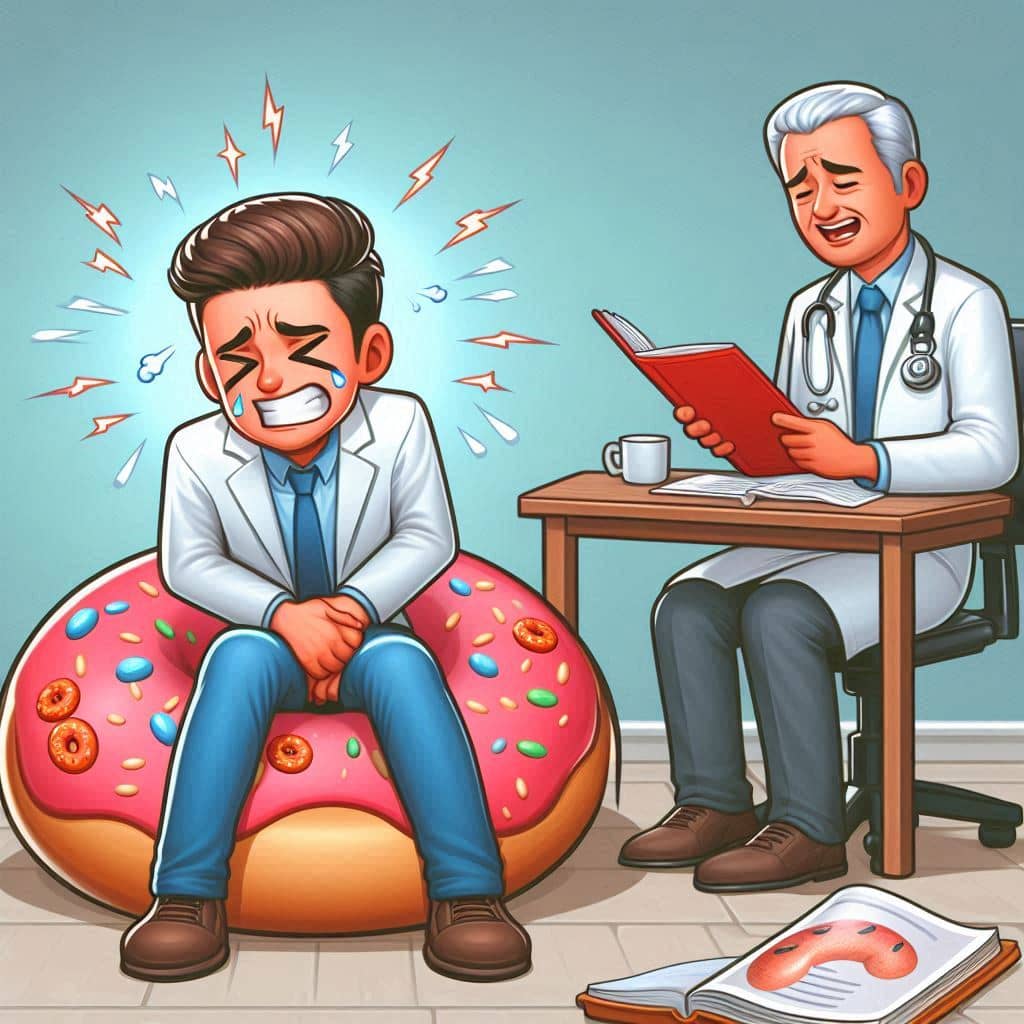 치질로 고통스러워하는 사람