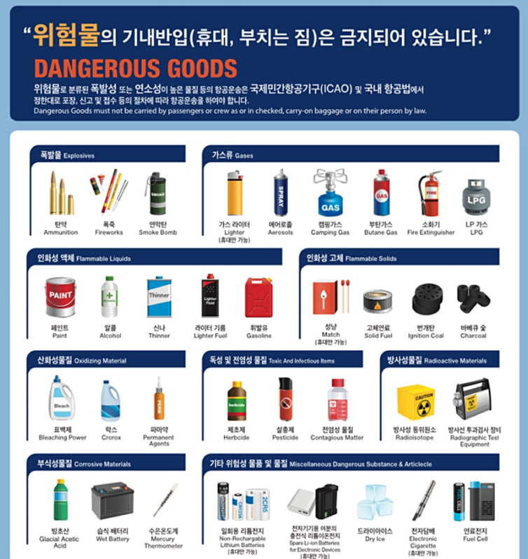 비행기 탑승시 금지물품