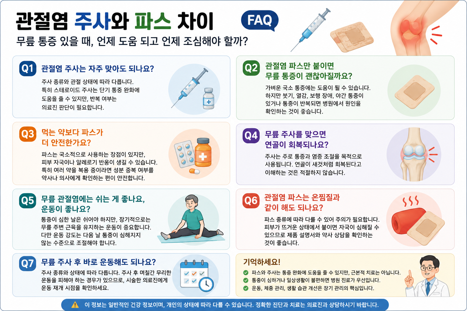 관절염 파스만 붙이면 괜찮을까? 무릎 통증 치료 선택 기준