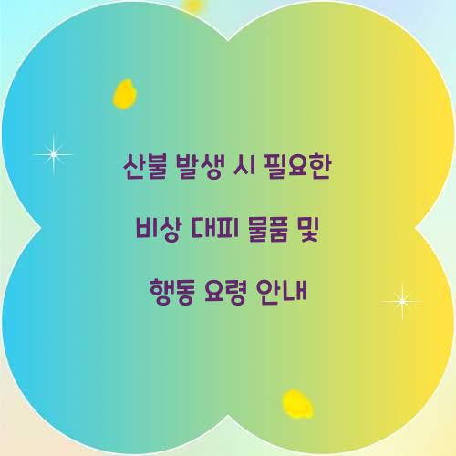 산불 발생 시 필요한 비상 대피 물품