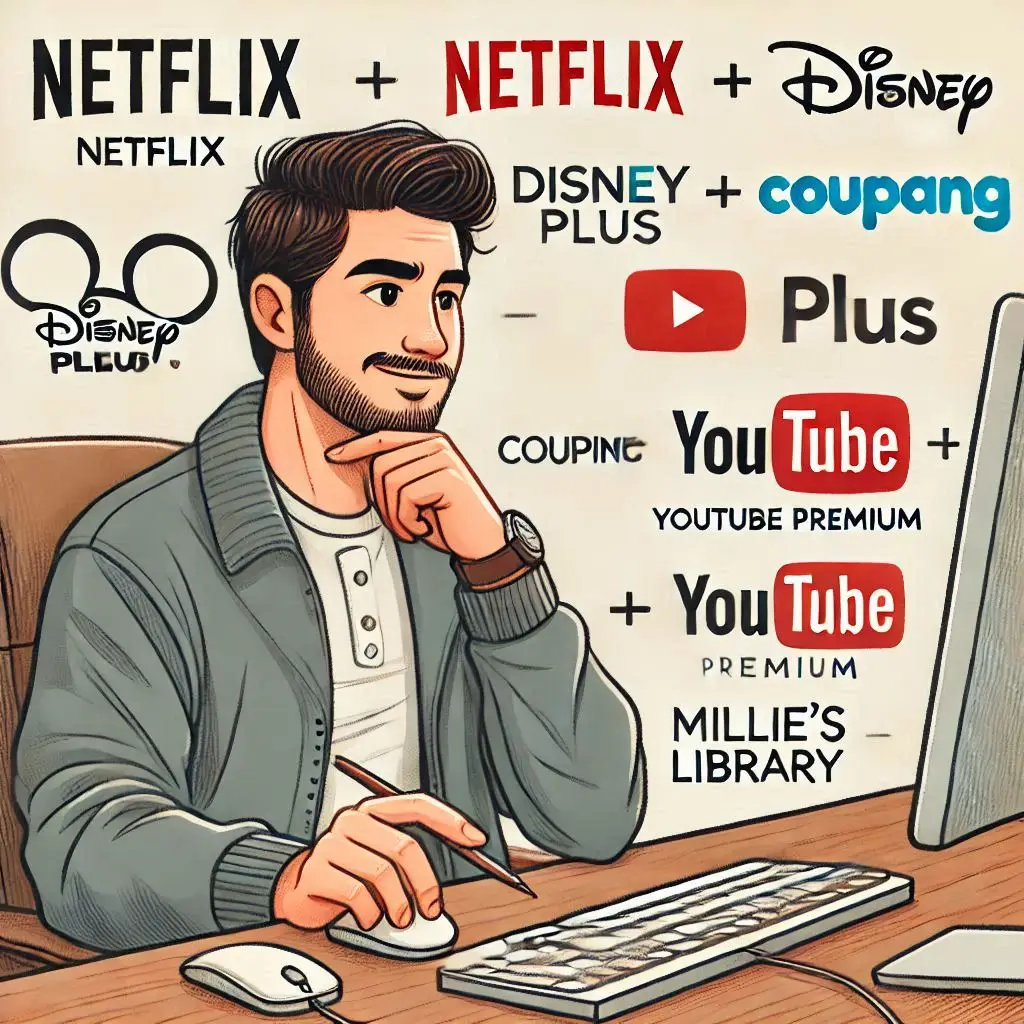 정기-구독-서비스를-컴퓨터로-이용하고-있는-남자-사진