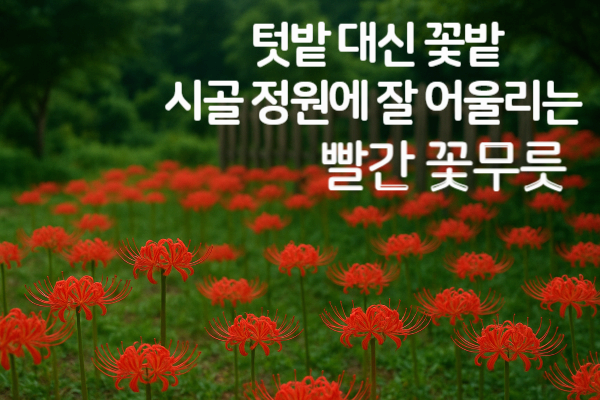 텃밭 대신 꽃밭! 시골 정원에 잘 어울리는 빨간 꽃무릇