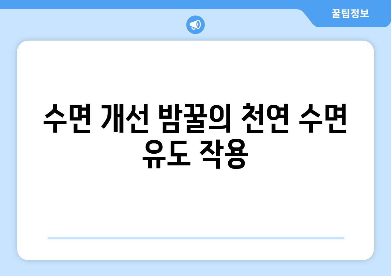 수면 개선 밤꿀의 천연 수면 유도 작용