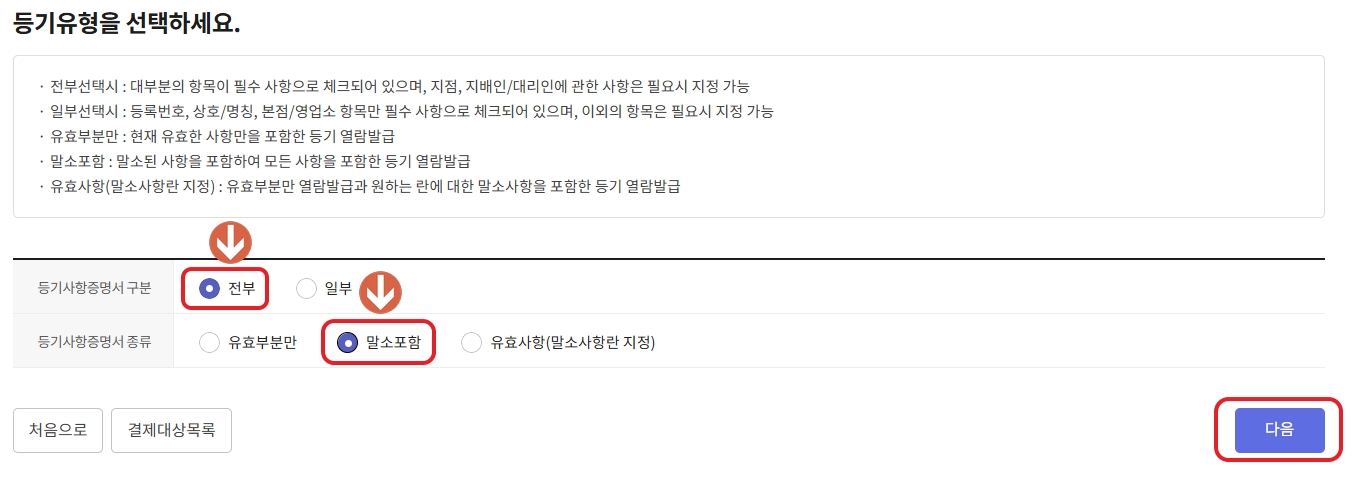 등기 유형