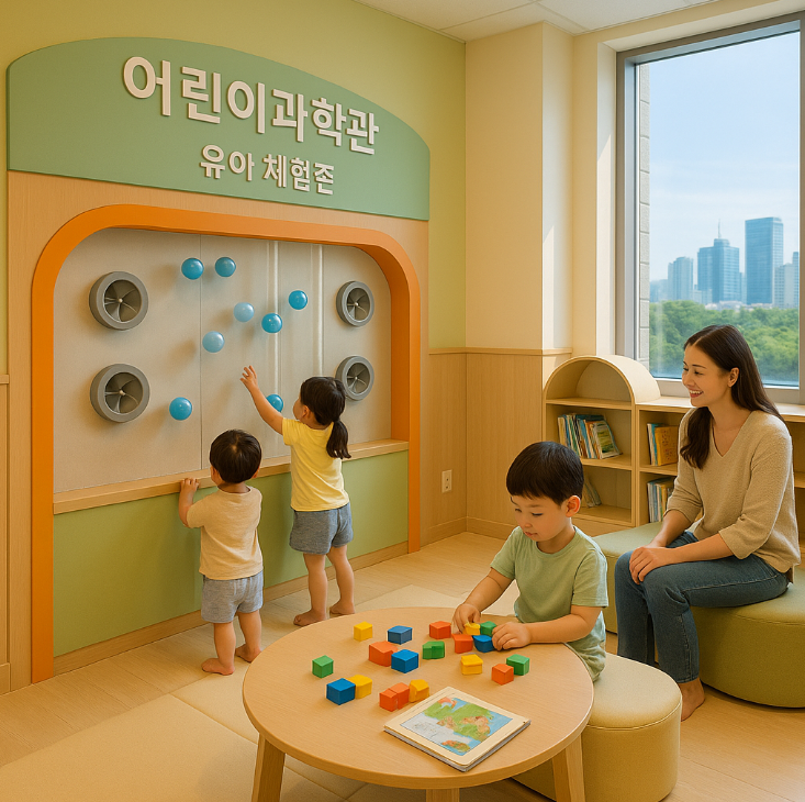 아이들이 어린이과학관 체험하는 이미지