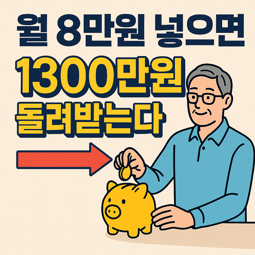 “경남도민연금 설명 그래픽: 동전과 저금통·행복한 중년 도민 이미지”