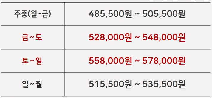 내장산 cc 11월 패키지요금