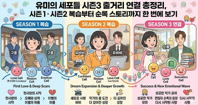 유미의 세포들 시즌3 줄거리 연결 총정리, 시즌1&middot;시즌2 복습부터 순록 스토리까지 한 번에