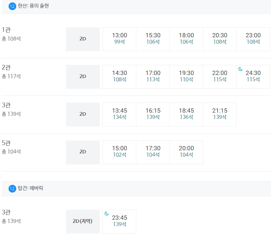 메가박스 경산하양 상영시간표