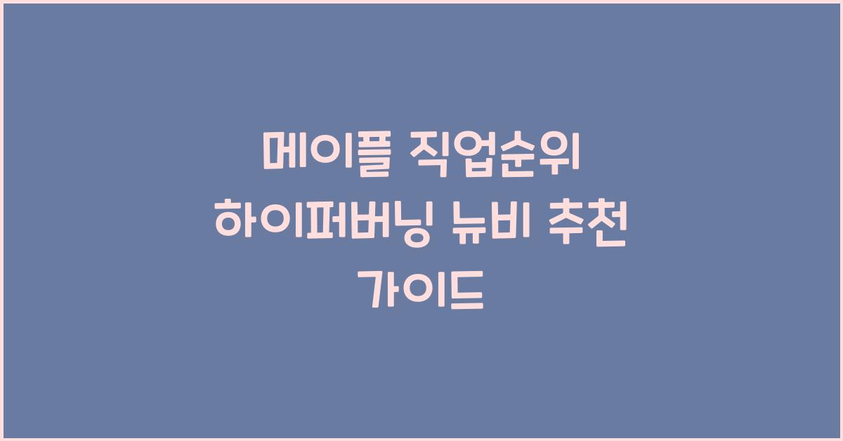 메이플 직업순위