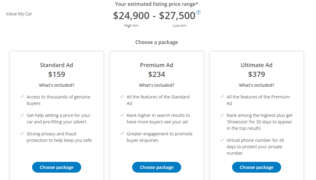 carsales packs