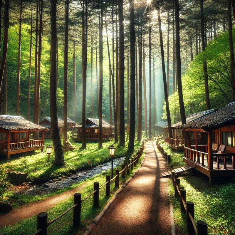 A peaceful forest recreation area in South Korea, 한국 휴양림
