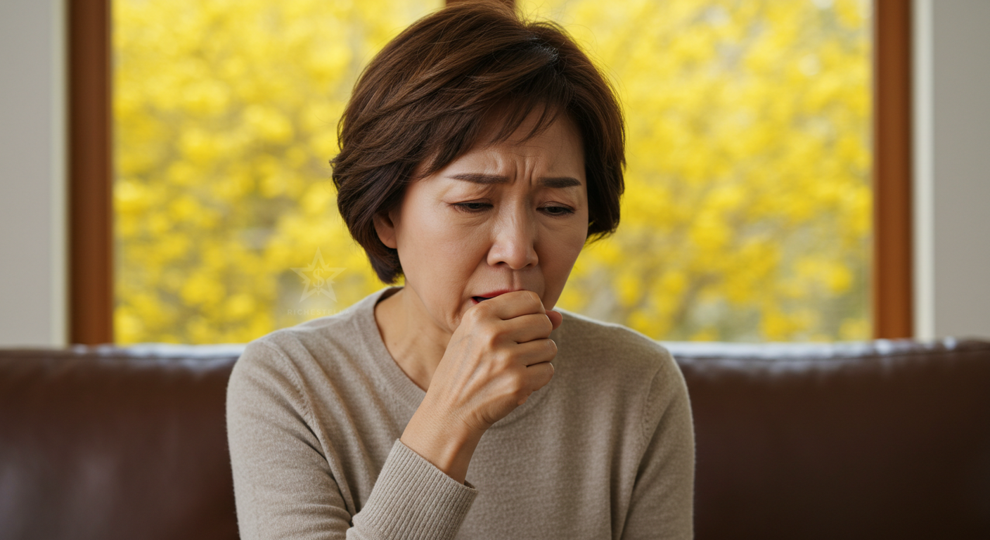 봄철 기침이 심해진 만성폐쇄성폐질환 한국인 50대 여성
