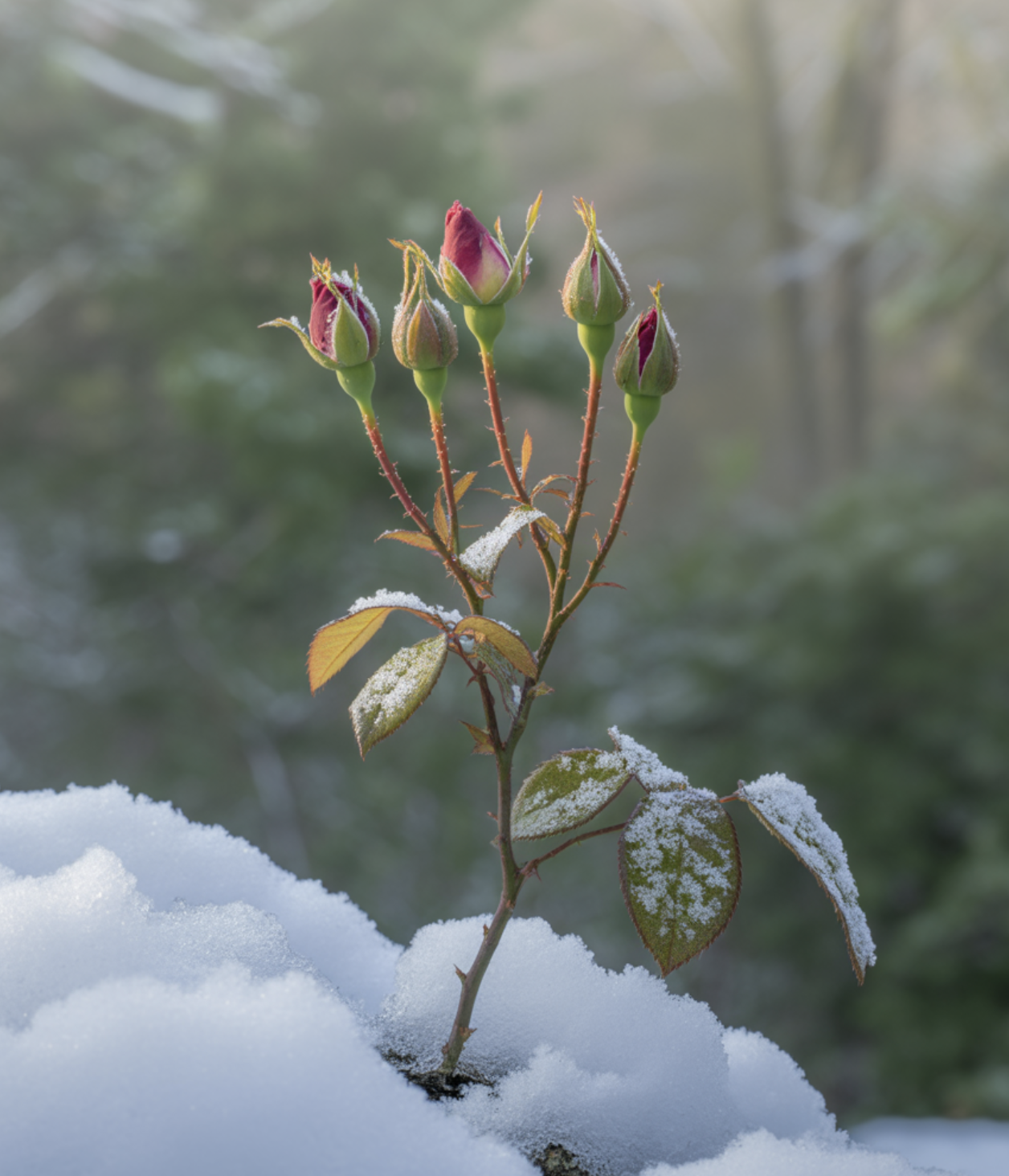 목향장미는 '작년 가지'에서 꽃이 핍니다