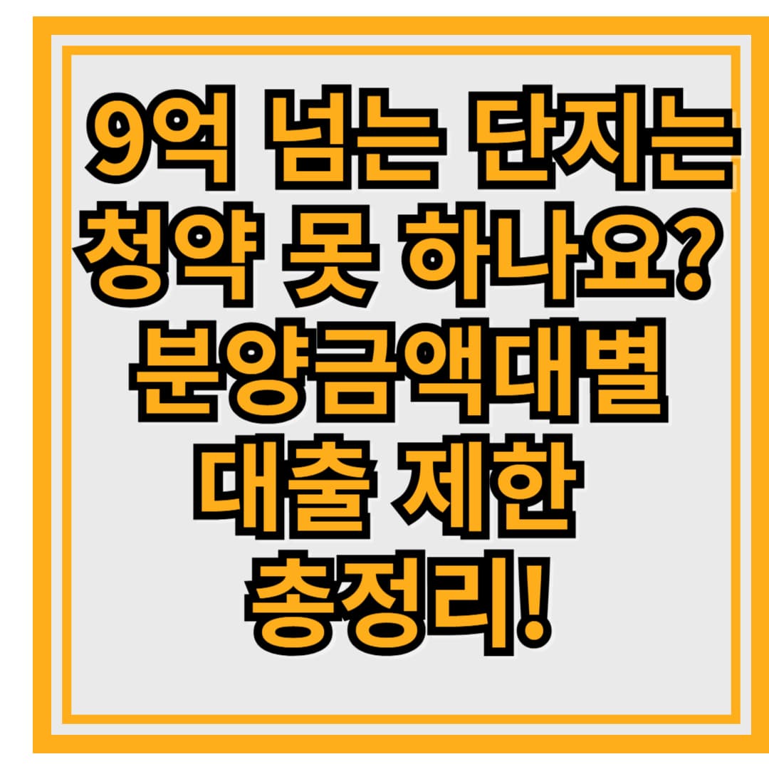 9억 넘는 단지는 청약 못 하나요? 대출 제한 총정리!