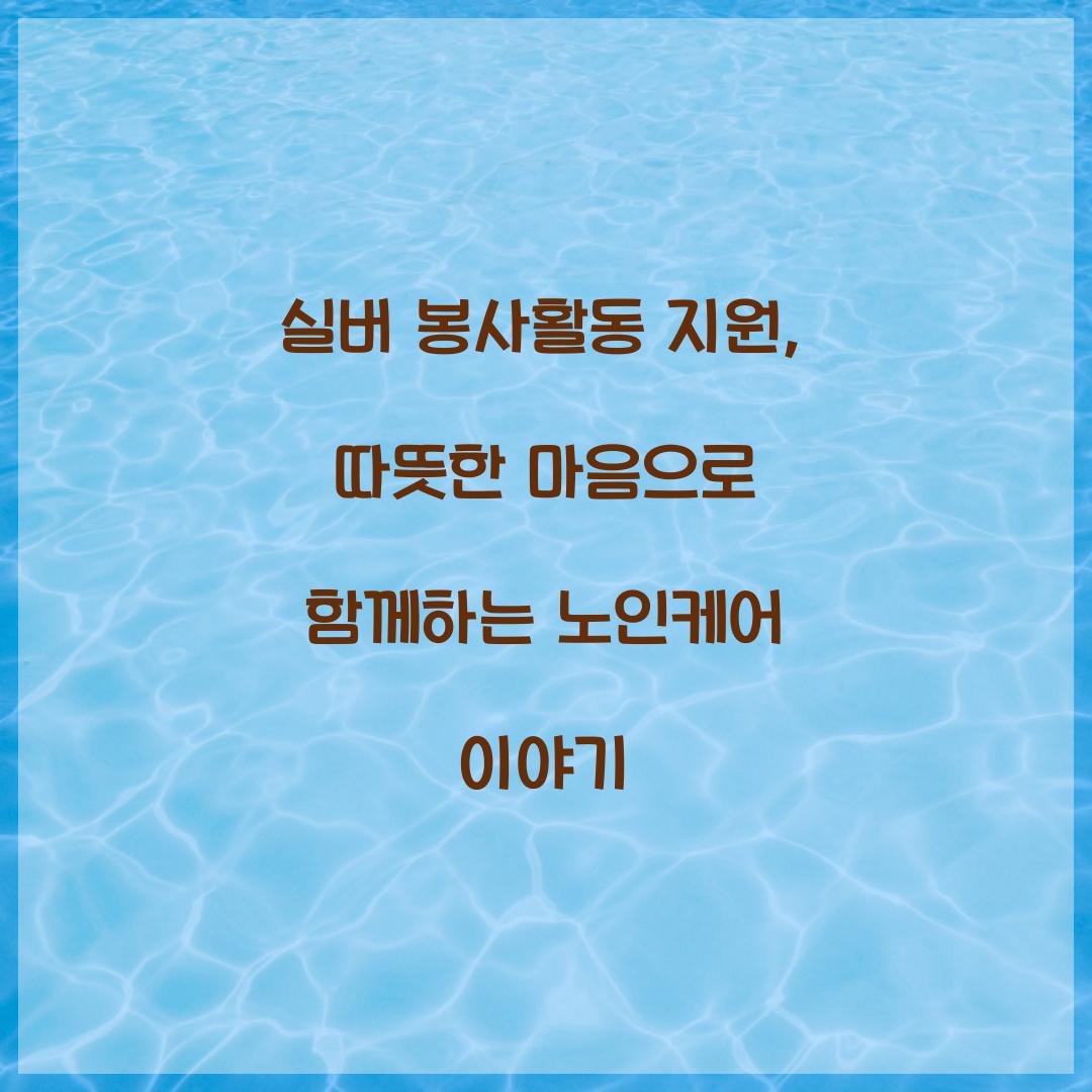 실버 봉사활동 지원