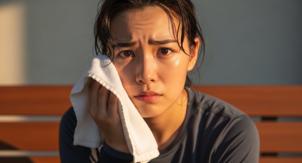 운동 후 지친 표정