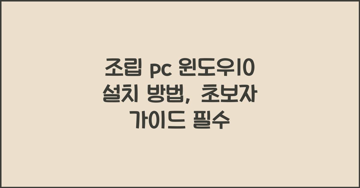 조립 pc 윈도우10 설치 방법