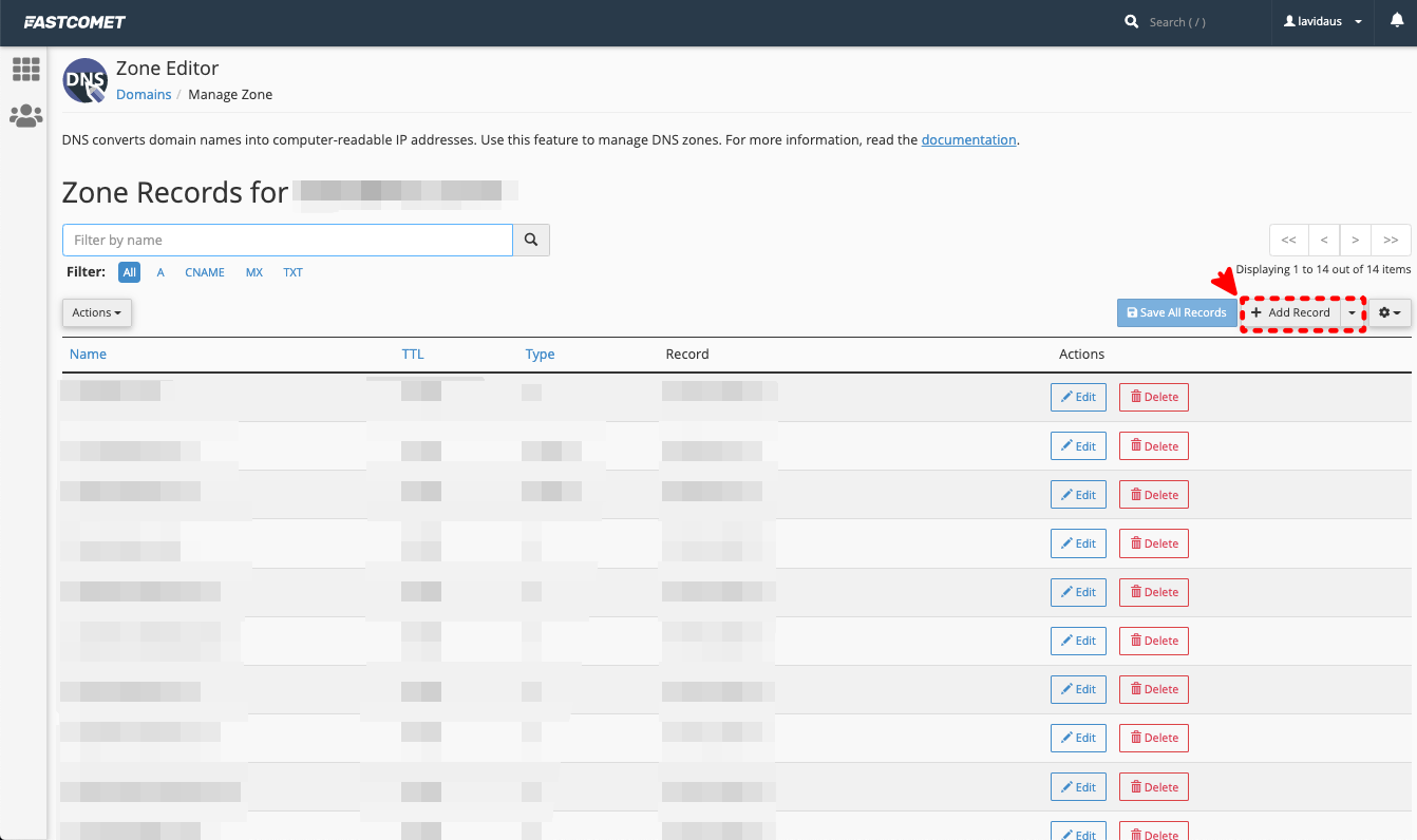 패스트코멧 레코드 추가하기