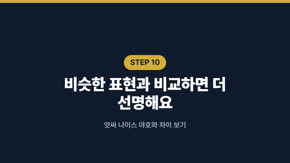 비슷한 표현과 비교하면 더 선명해요 — 앗싸 나이스 야호와 차이 보기