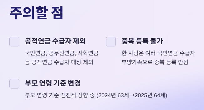 부양가족연금 주의할 점
