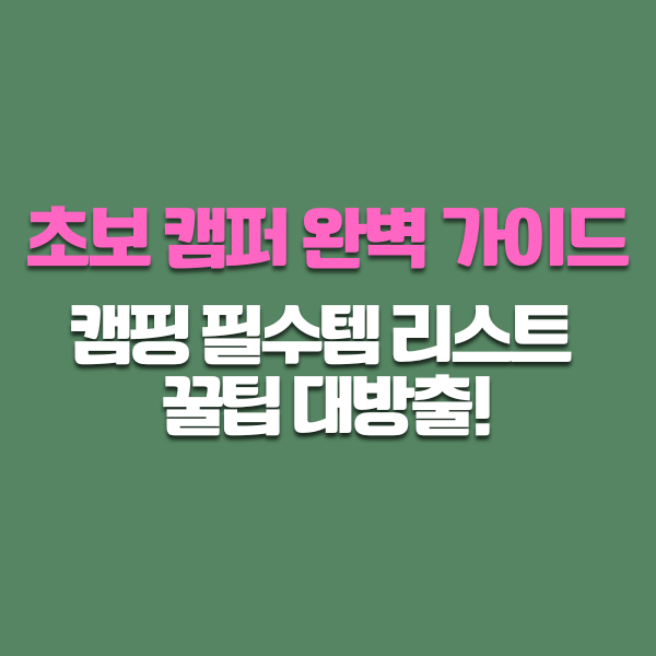 초보 캠퍼 완벽 가이드, 캠핑 필수템 리스트와 꿀팁 대방출!