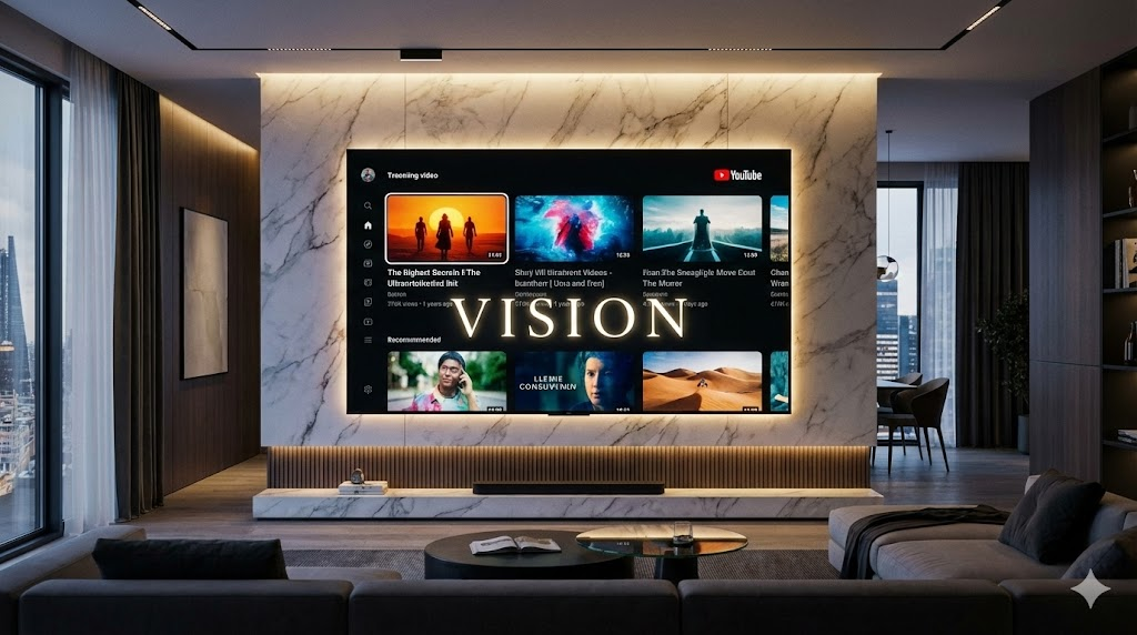 거실 TV 화면으로 유튜브 롱폼 콘텐츠를 시청하는 가족의 모습과 대화면 최적화 영상 제작 팁 이미지