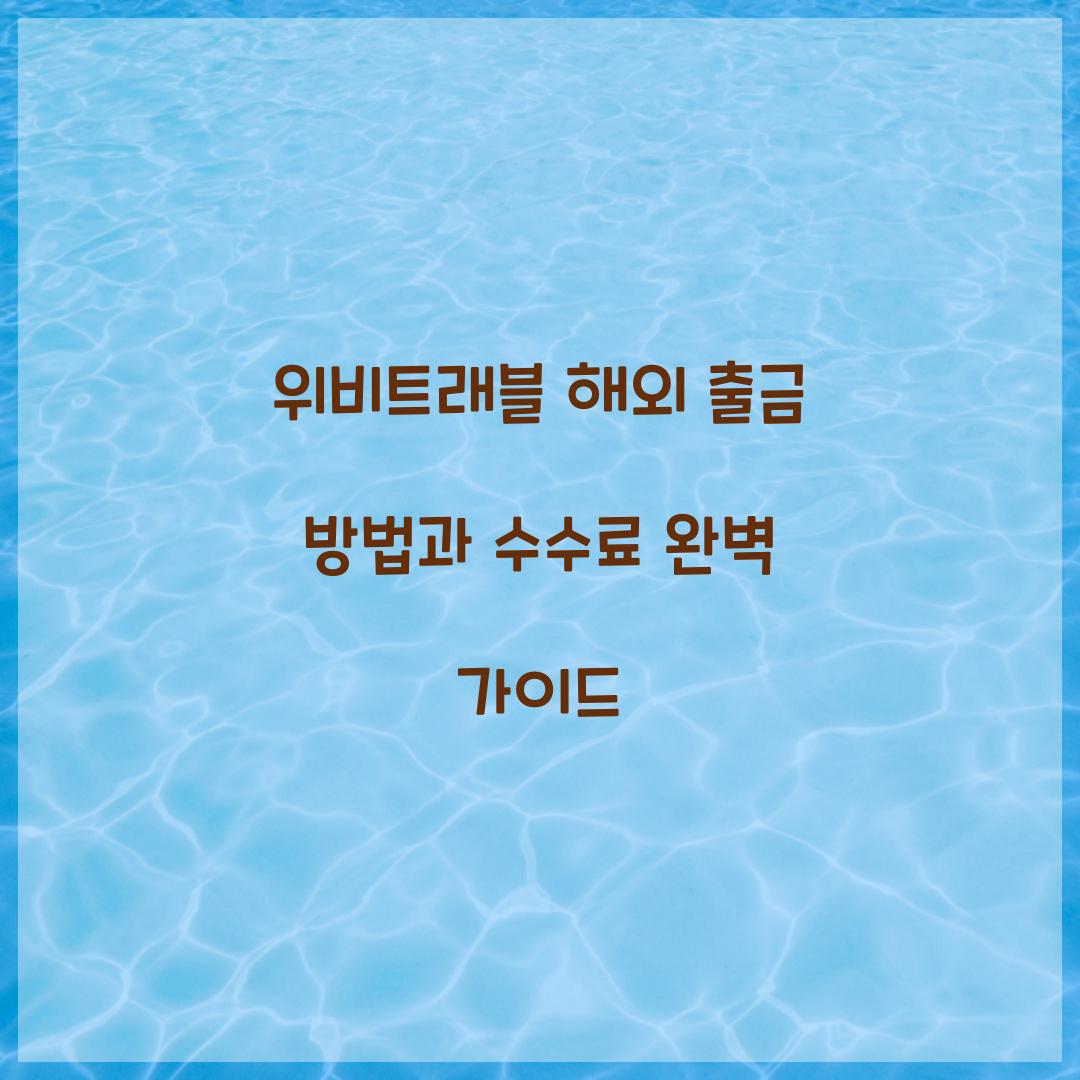 위비트래블 해외 출금