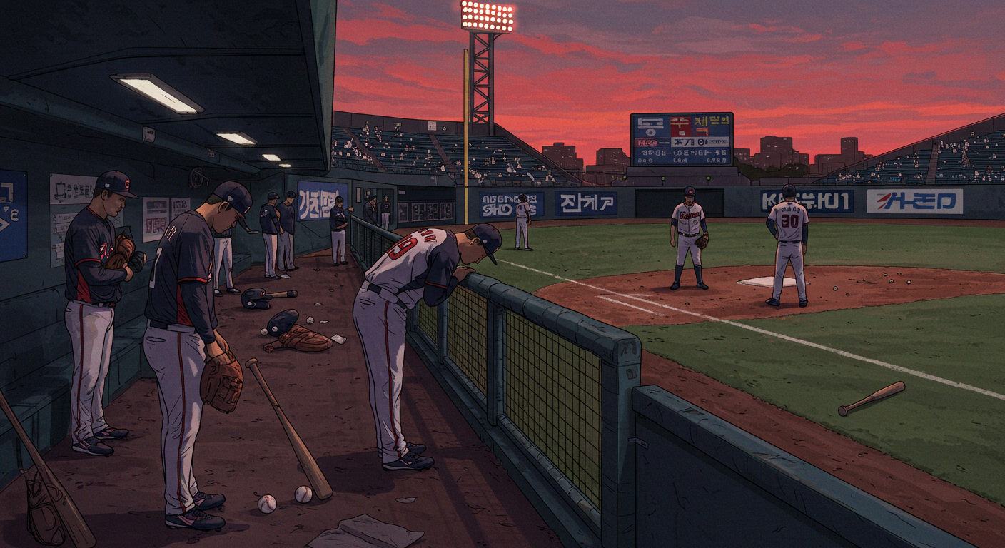 패배한 팀이 좌절하는 모습의 일러스트