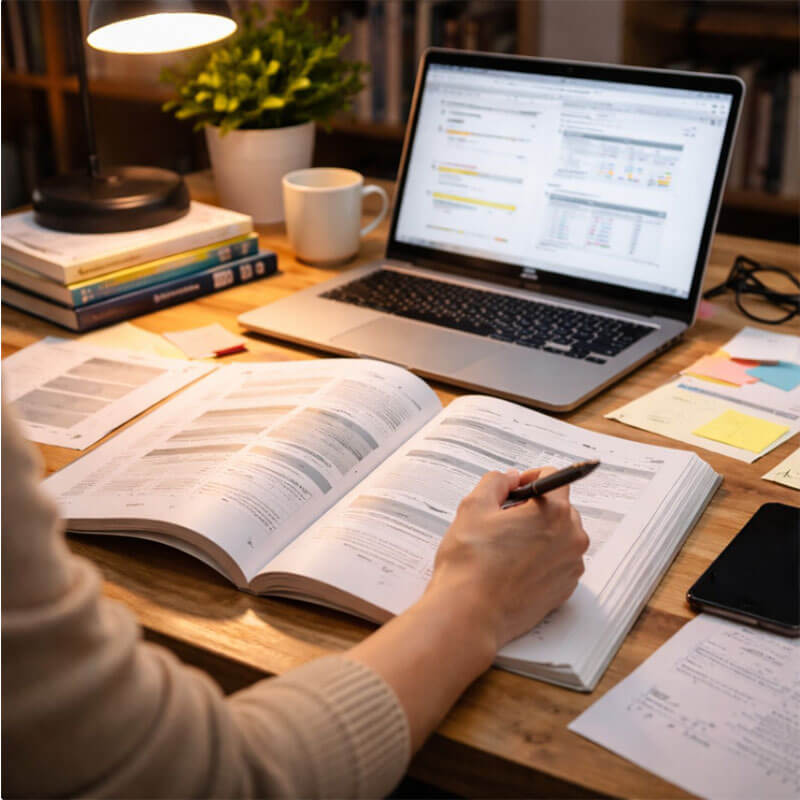 컴퓨터 자격증 시험 대비 문제 풀이 수업을 듣는 교육생 모습