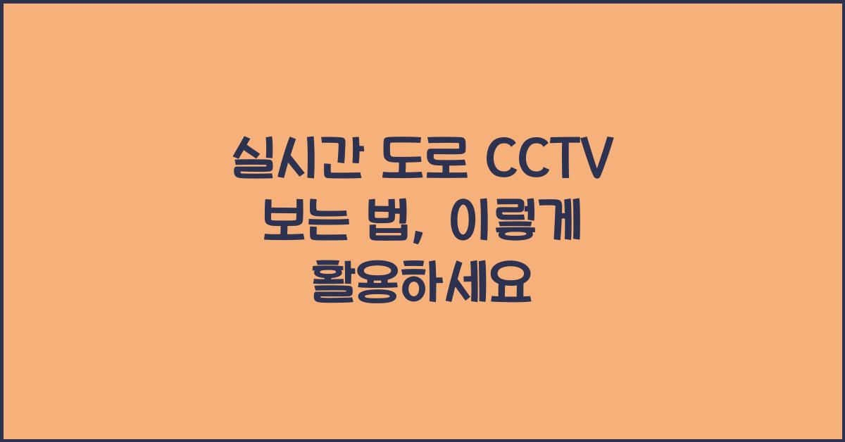실시간 도로 cctv 보는 법