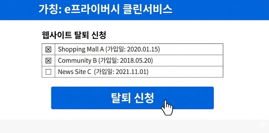 이해를 돕기 위한 AI 제작 이미지 - 웹사이트 탈퇴 신청