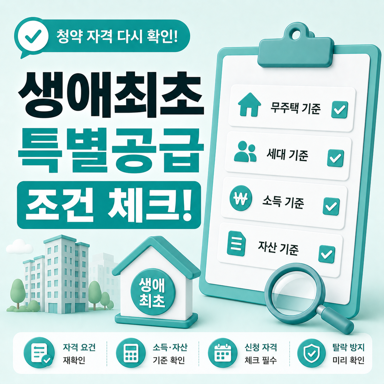 생애최초 특별공급 조건 재확인 안내