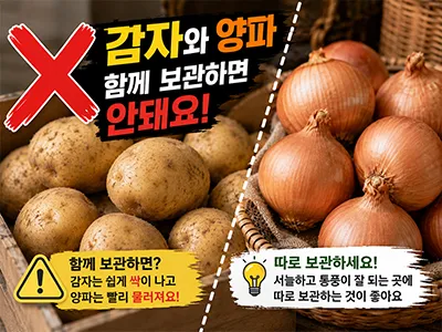 양파와 같이 보관하지 않는 감자