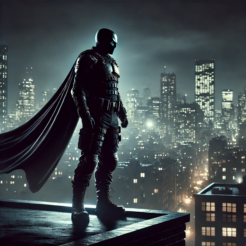 히어로가세상을내다보고있는모습