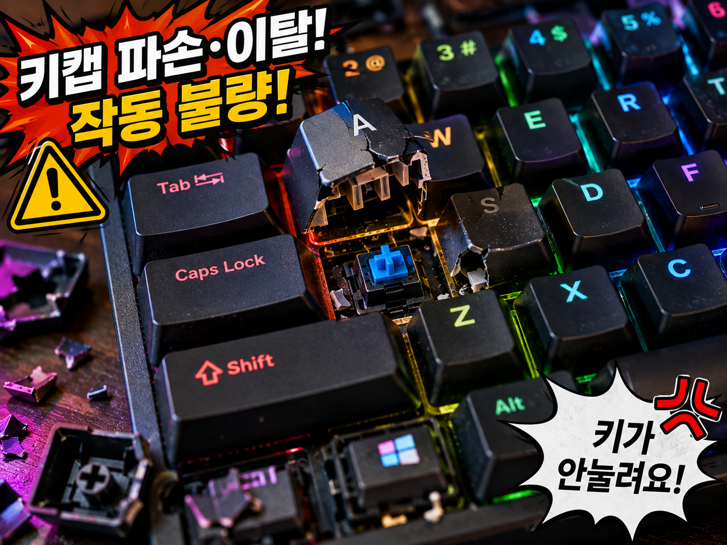 기계식 키보드 키캡 파손 이탈 해결방법 총정리 스위치 노출 키캡 분실 원인