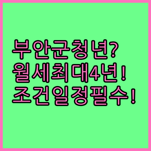 부안군 청년월세 최대 4년 지원 조건..
