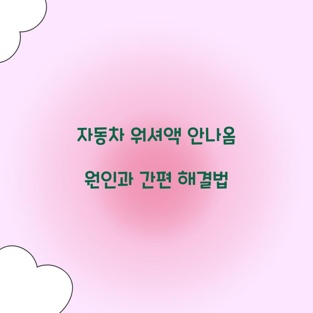 자동차 워셔액 안나옴
