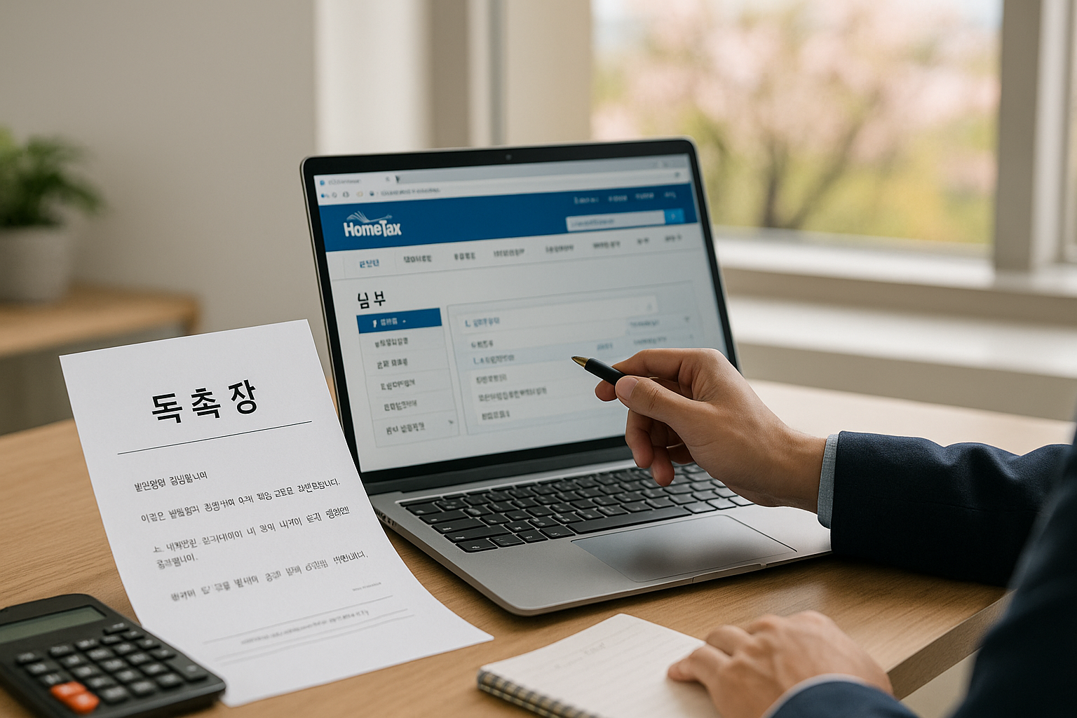 독촉장과 홈택스 납부화면 확인