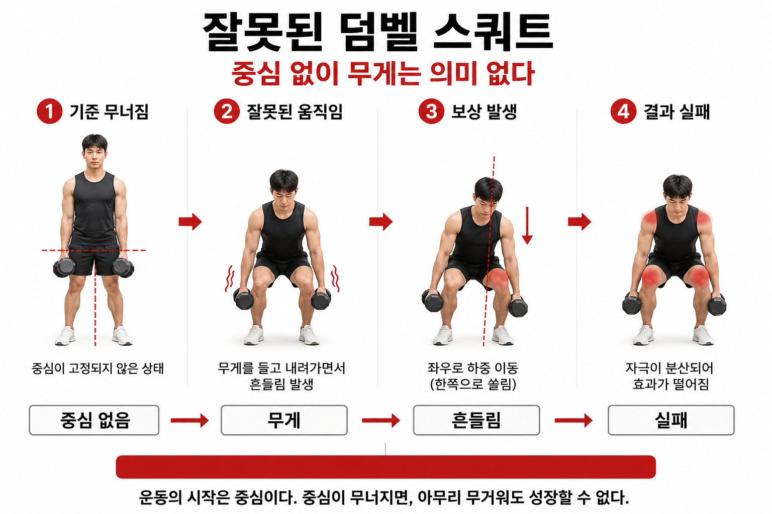 잘못된 덤벨 스쿼트