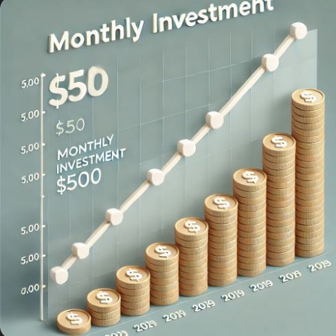 50만원 투자시 매년 쌓여가는 돈을 표현한 사진