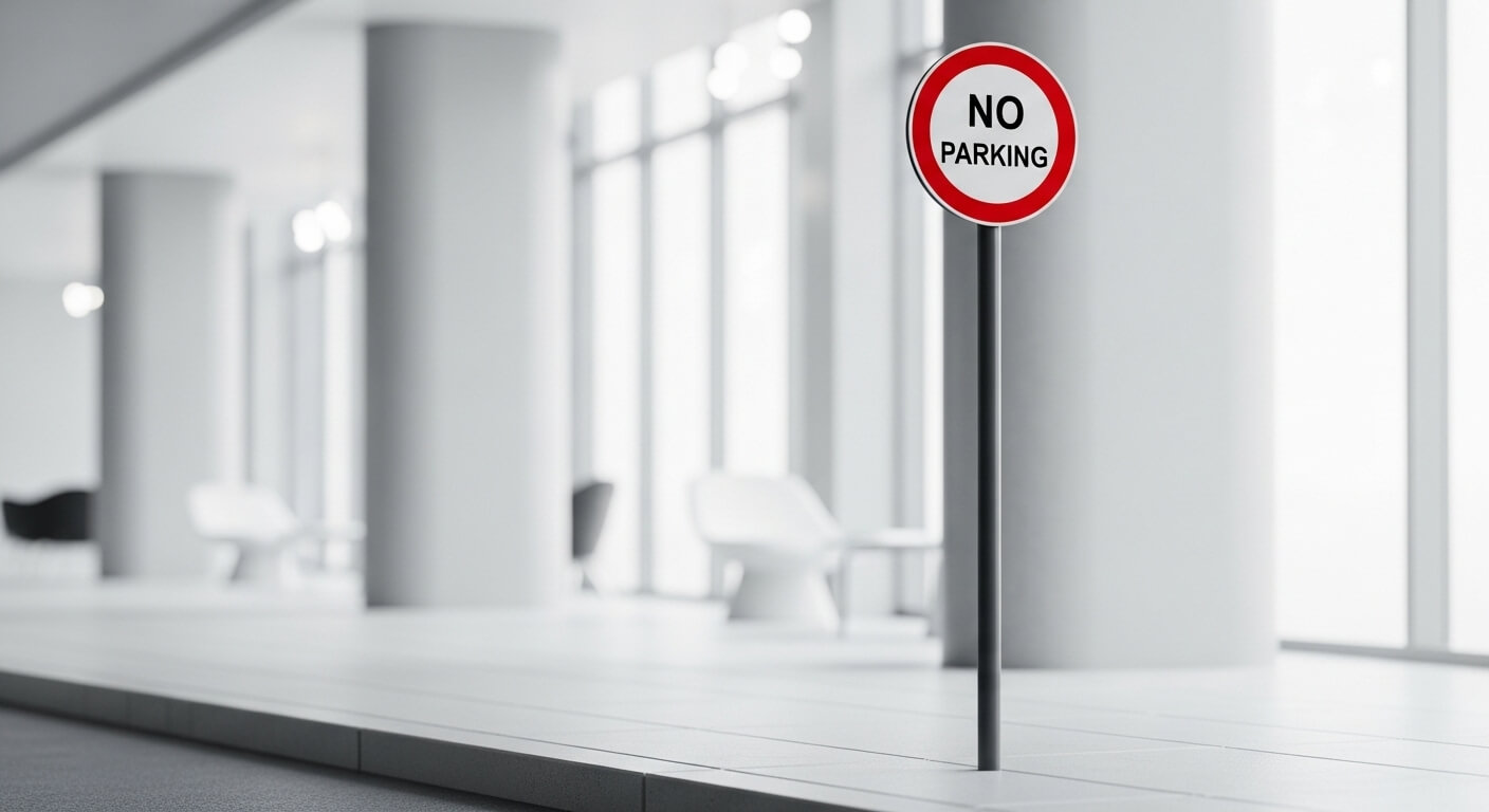 도로에 설치된 NO PARKING 표지판